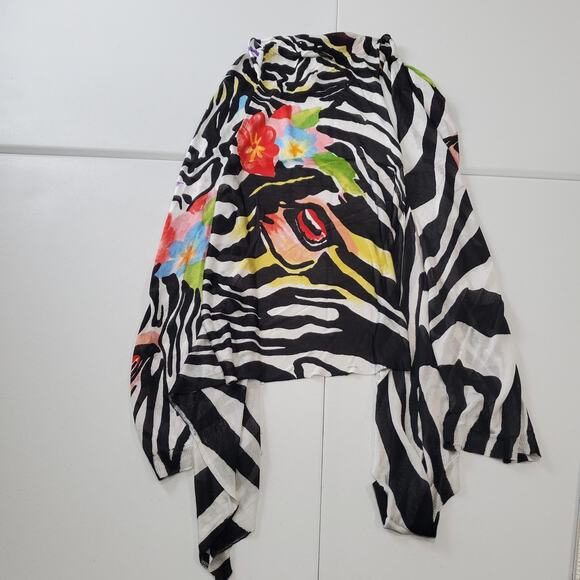 Paris Hues 3-Way Hand Painted Vest Womens Small Zebra Print Floral Lightweight - Picture 2 of 9